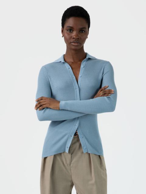 Sunspel Mulberry Silk Rib Cardigan