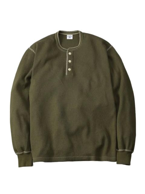 THE FLAT HEAD FN-THLH-004 Henley Neck Thermal Olive