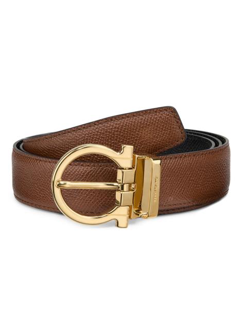 FERRAGAMO Men's Reversible Gancini Leather Belt - Radica Nero