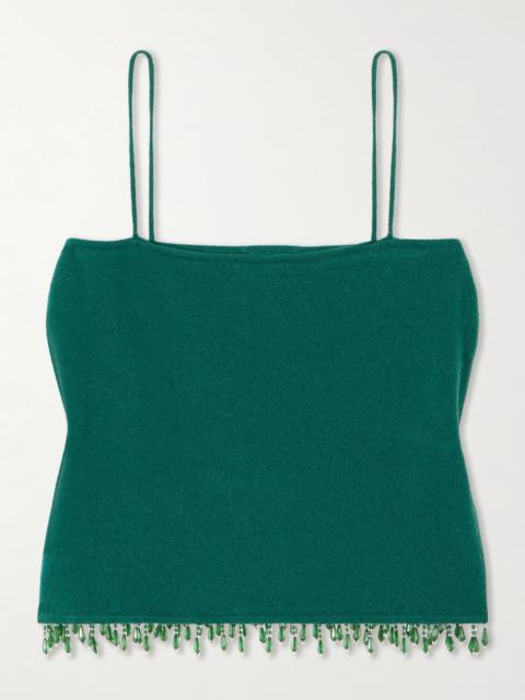 BODE Fringed Bead-embellished Wool And Cashmere-blend Top