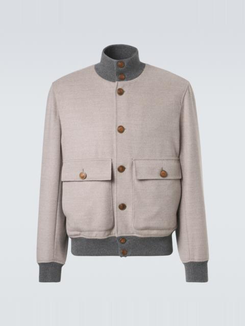 Brunello Cucinelli Cashmere-trimmed wool bomber jacket