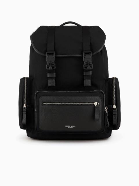 GIORGIO ARMANI Recycled-nylon and pebbled-leather backpack ASV