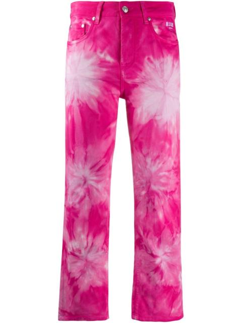 MSGM tie-dye print cropped jeans