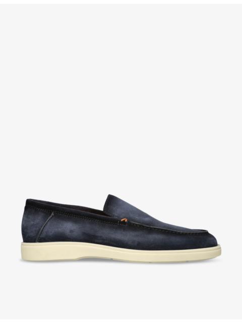 Santoni Detroit contrast-sole suede loafers