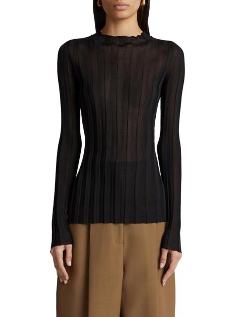 Cosette Semisheer Silk Blend Rib Knit Top