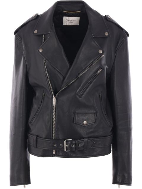 long biker jacket in lambskin