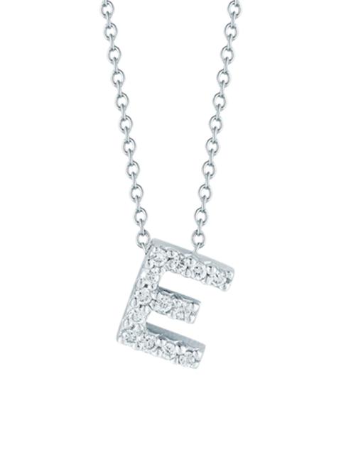 ROBERTO COIN Women's Tiny Treasures 0.08 TCW Diamond & 18K White Gold Initial Necklace - Initial E