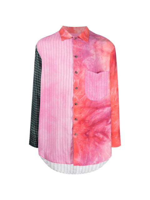 Song for the Mute patchwork long-sleeve shirt