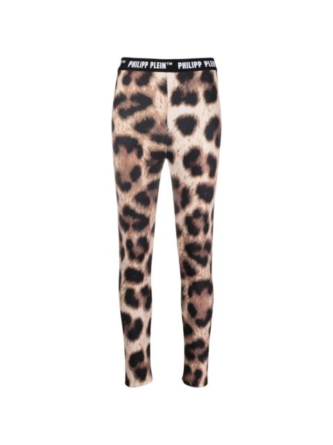 leopard-print biker leggings