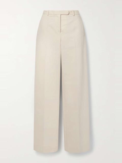 Banew pleated cotton and wool-blend straight-leg pants