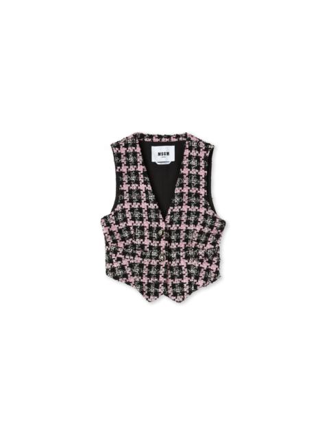 MSGM Vest with "Lurex Check Tweed" motif