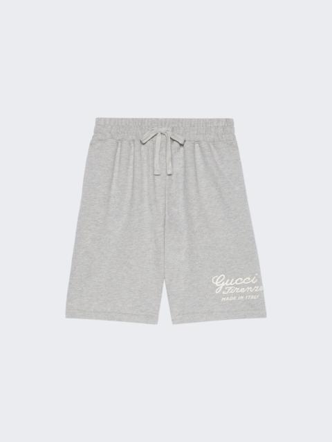 GUCCI Cotton Jersey Shorts With Embroidery Grey Melange