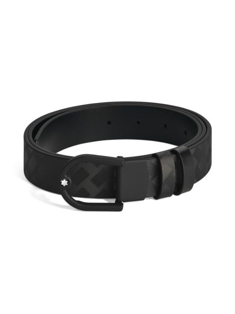 HORSESHOE LIGHT BUCKLE BLACK/BLACK 30MM REVERSIBLE LEATHER BELT
