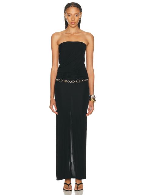 CHRISTOPHER ESBER Tortoise Chain Link Strapless Drape Dress