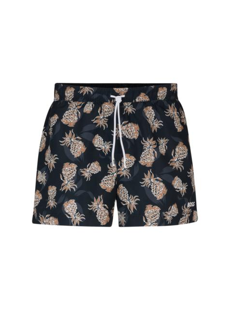 BOSS FULLY LINED SWIM SHORTS WITH PINEAPPLE MOTIF