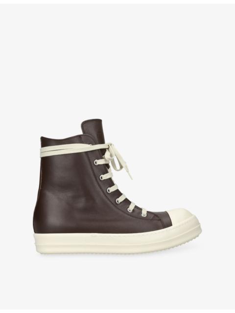 Rick Owens Grained Leather High-Top Trainers