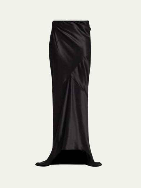TOM FORD Asymmetric Satin Maxi Skirt With Train