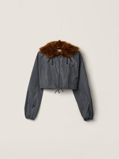 Miu Miu Technical fabric and shearling windbreaker