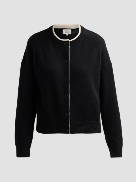 Loulou de Saison Women's Nicola Contrast Crewneck Cashmere Cardigan - Black Ivory