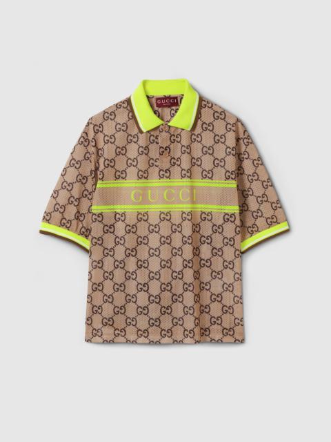 GUCCI Polyester mesh GG print polo shirt