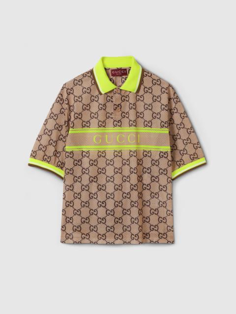 GUCCI Polyester mesh GG print polo shirt