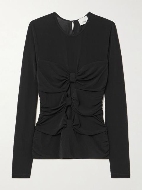 Isabel Marant Gladice bow-detailed cutout stretch-jersey top Black