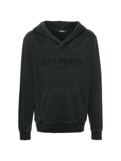 Balmain logo-embroidered cotton hoodie