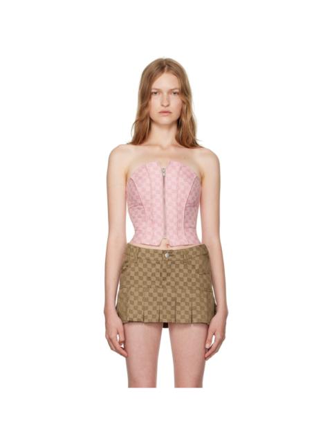 MISBHV Pink Monogram Corset Top