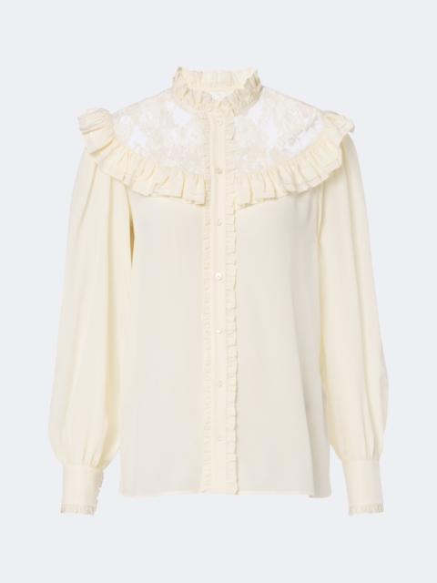 Chloé Lace-trimmed silk crêpe de chine blouse