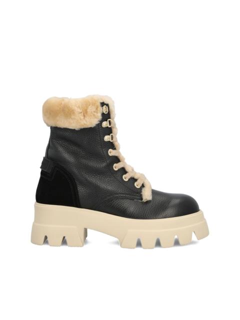 BOGNER shearling-trim lace-up combat boots