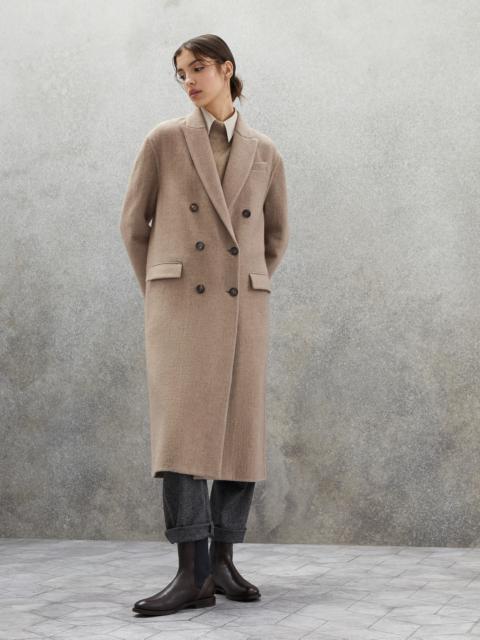 Brunello Cucinelli Hand-crafted coat in cozy cashmere double cloth with monili