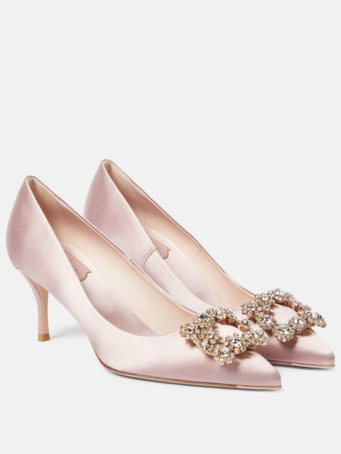 Roger Vivier Flower Strass 65 satin pumps