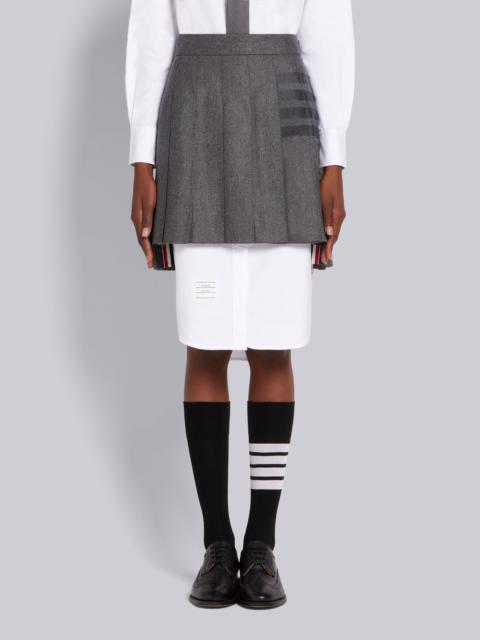 Thom Browne Medium Grey Wool Cashmere Flannel Pleated 4-Bar Mini Skirt