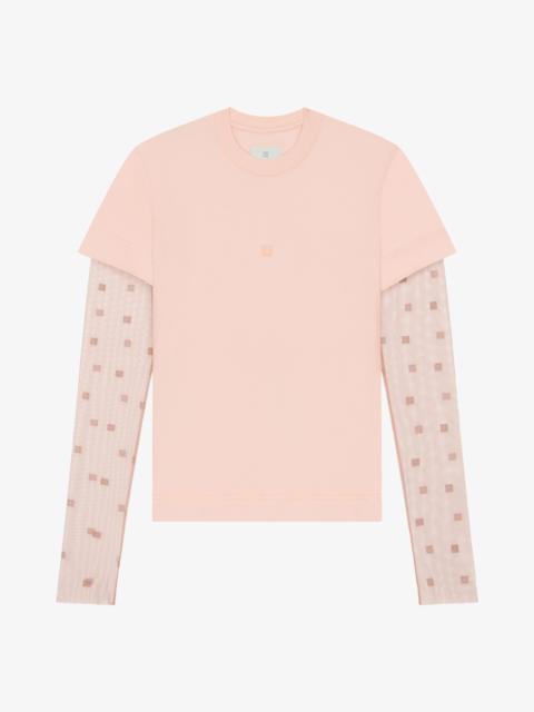 Givenchy OVERLAPPED SLIM FIT T-SHIRT IN COTTON AND 4G LACE