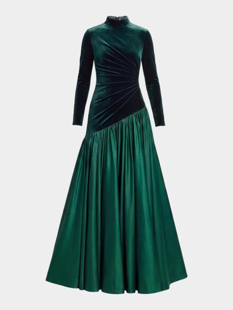MAC DUGGAL Mixed-Media Asymmetric Ballgown