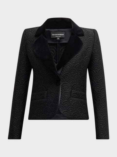 Single-Button Swirl Jacquard Blazer