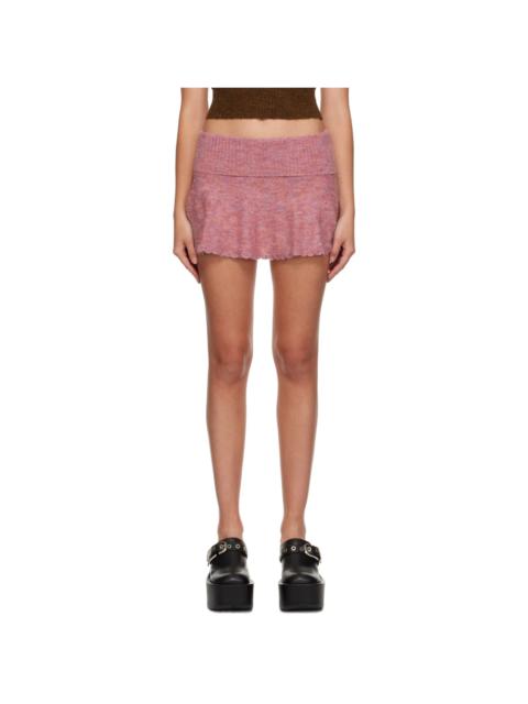GUIZIO Pink Heart Scallop Miniskirt