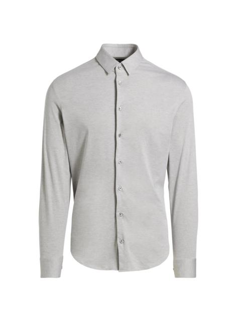 GIORGIO ARMANI Men's Stretch Slim Button-Up Shirt - Gray