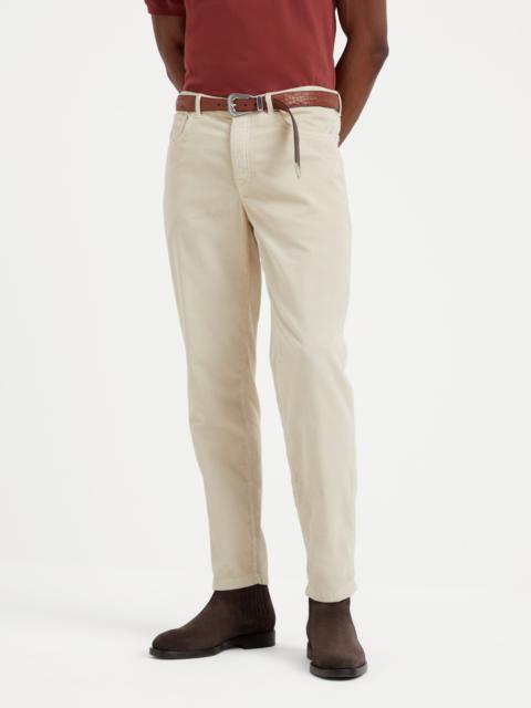 Brunello Cucinelli Garment-dyed Italian fit five-pocket trousers in cotton narrow wale corduroy