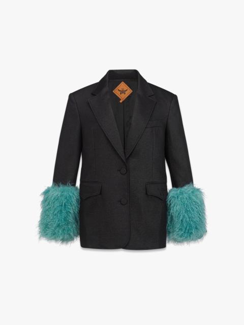 MCM Lurex Wool Jacket with Faux Fur Sleeves
