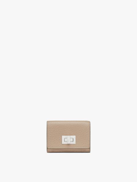 FENDI Compact, tri-fold Peekaboo Selleria wallet with large internal bill compartment and three concealed 