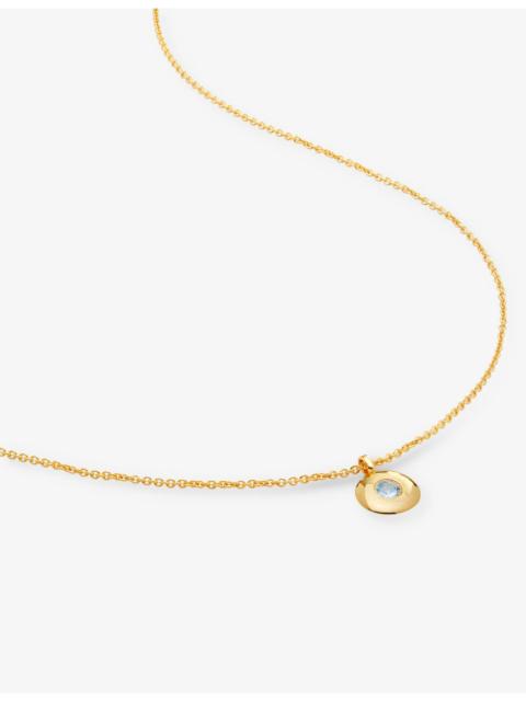 MONICA VINADER March birthstone 18ct gold-vermeil and aquamarine necklace