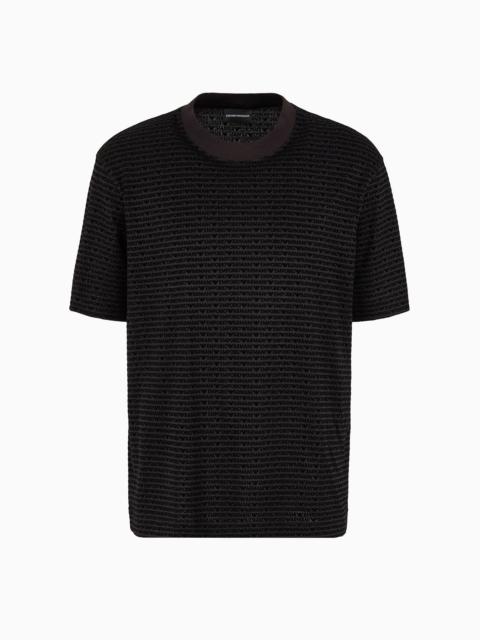 EMPORIO ARMANI ASV Lyocell-blend jersey T-shirt with all-over flocked logo lettering