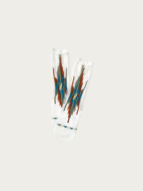 Kapital 200 Yarns ORTEGA See-Through Socks - White/Orange