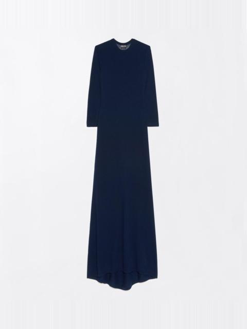 TOM FORD FEATHERWEIGHT LONG SLEEVE CREWNECK DRESS WITH SHEER BACK