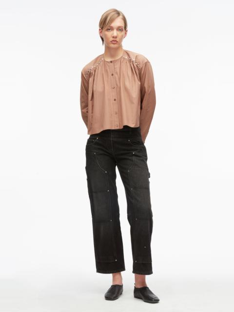 3.1 Phillip Lim Studded Gathered Poplin Blouse