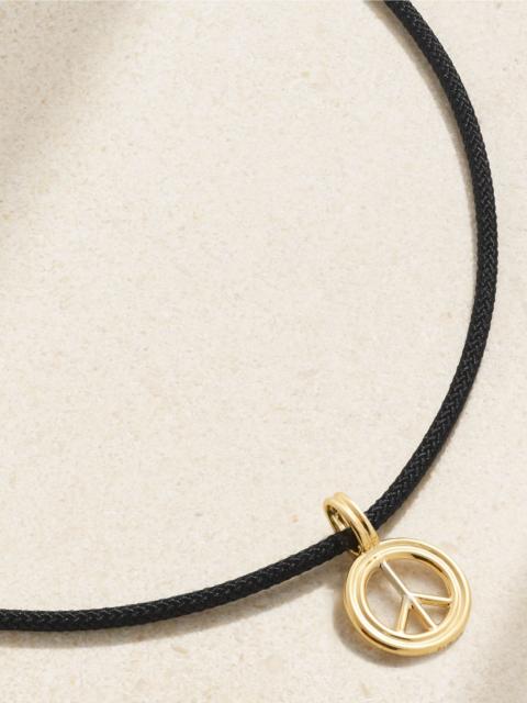STONE AND STRAND Large Peace 14-karat gold and cord choker Black