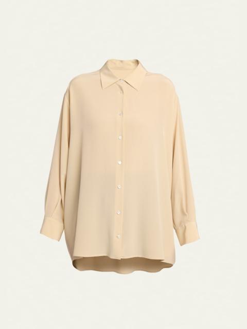 The Row Luka Oversized Silk Button-Down Shirt