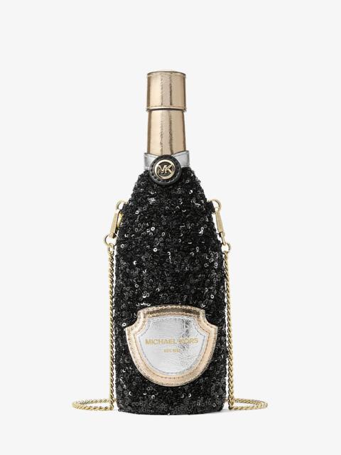 MICHAEL KORS Sequined Champagne Small Crossbody Bag