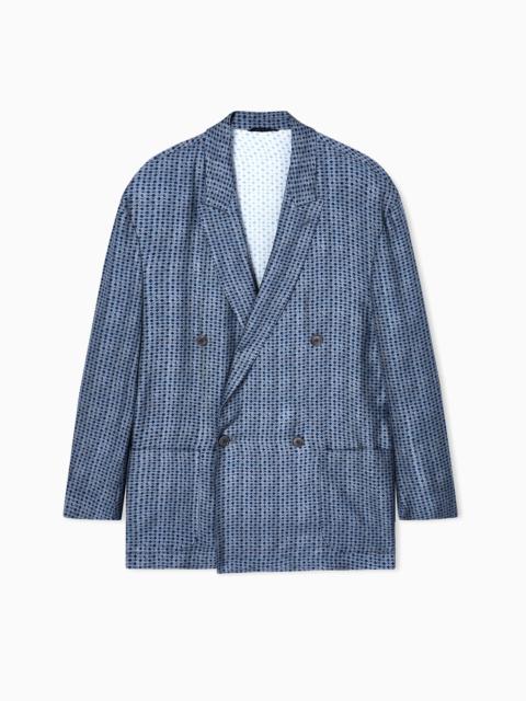 GIORGIO ARMANI DOUBLE-BREASTED JACKET IN PRINTED VISCOSE